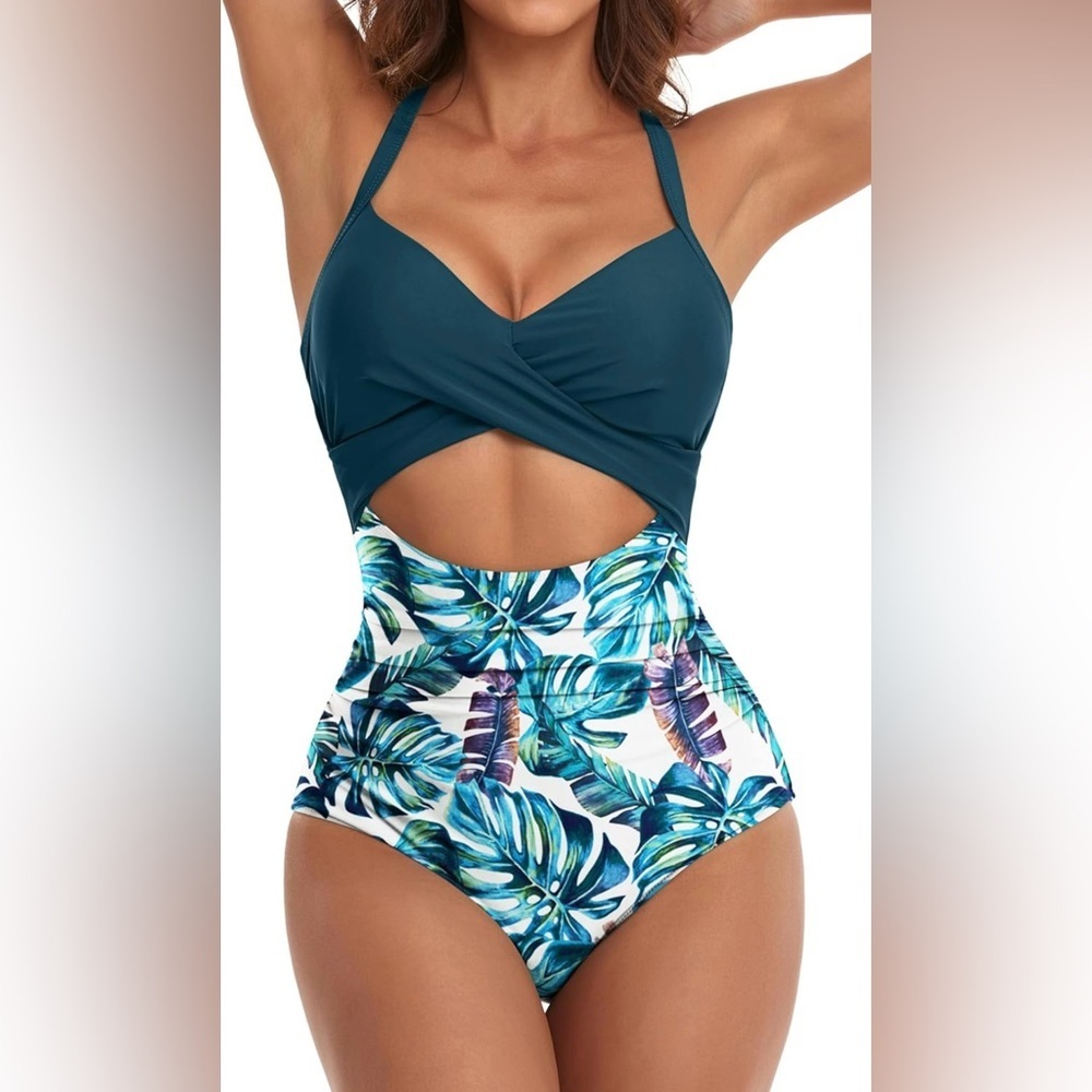 Eomenie Women's One Piece Swimsuit Tummy Control Cutout High Waisted